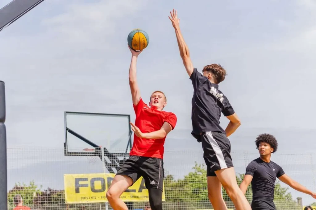 Players compete at a Basketball Wales 3x3 Summer Tour event in Swansea.