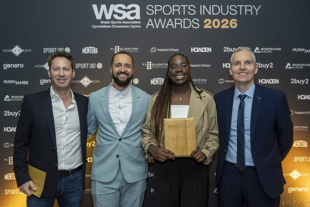 Basketball Wales representatives at the WSA Sports Industry Awards 2026 after winning an EDI award.