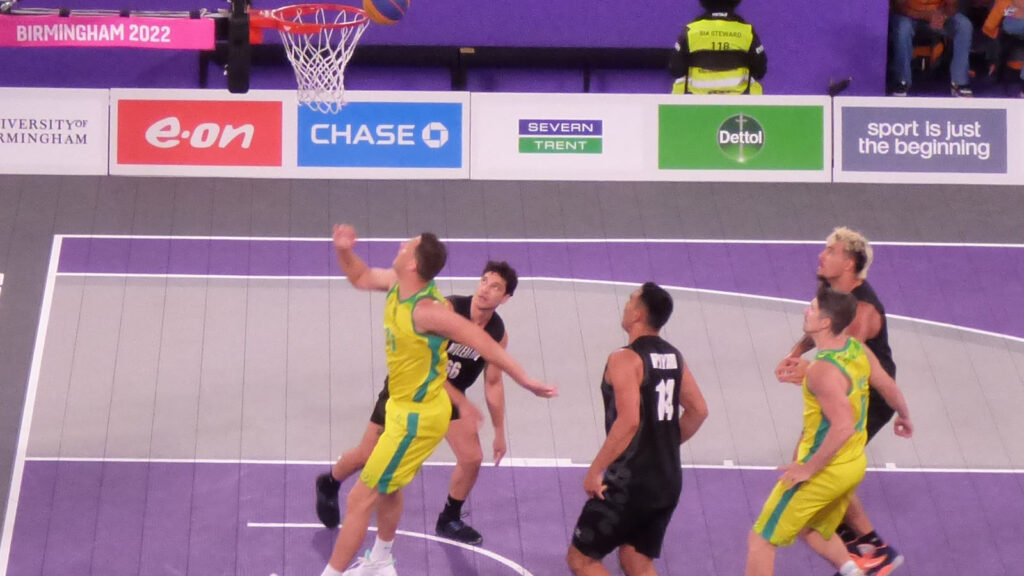 3x3 basketball action at the Birmingham 2022 Commonwealth Games, used to illustrate Glasgow 2026 schedule news.