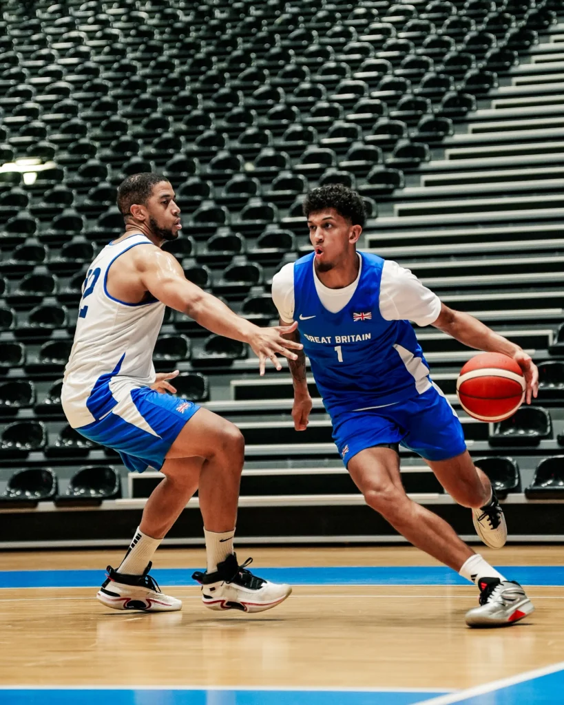 Quinn Ellis with Great Britain during the EuroBasket 2029 pre-qualifying window