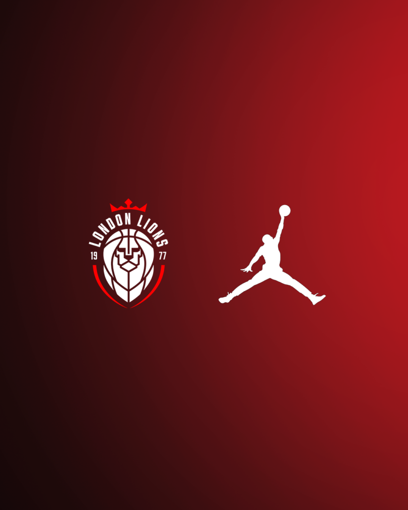 London Lions and Jordan Brand partnership graphic featuring the Jumpman logo.