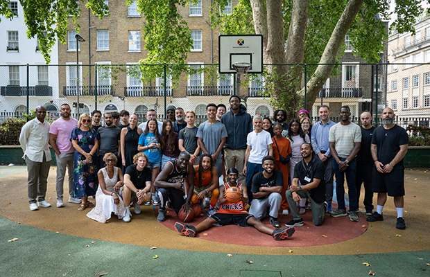 Argyle Square basketball court refurbishment graphic linked to OG Anunoby’s Camden investment.