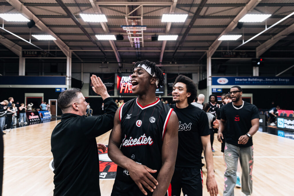 Tomide Akinsiku in game action for Leicester Riders.