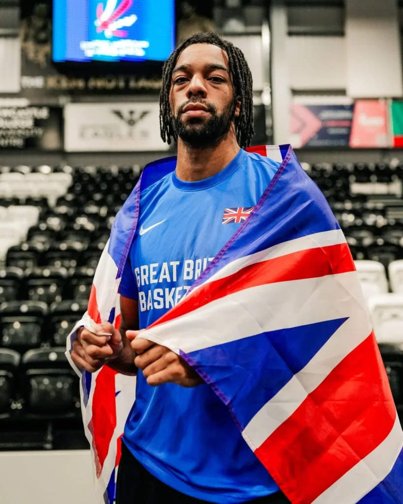 Tosan Evbuomwan pictured in Basketball England’s Great Britain call-up announcement.