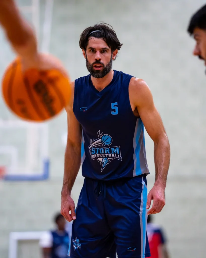 Tom Ward wearing number five for Sussex Storm during NBL Division One action