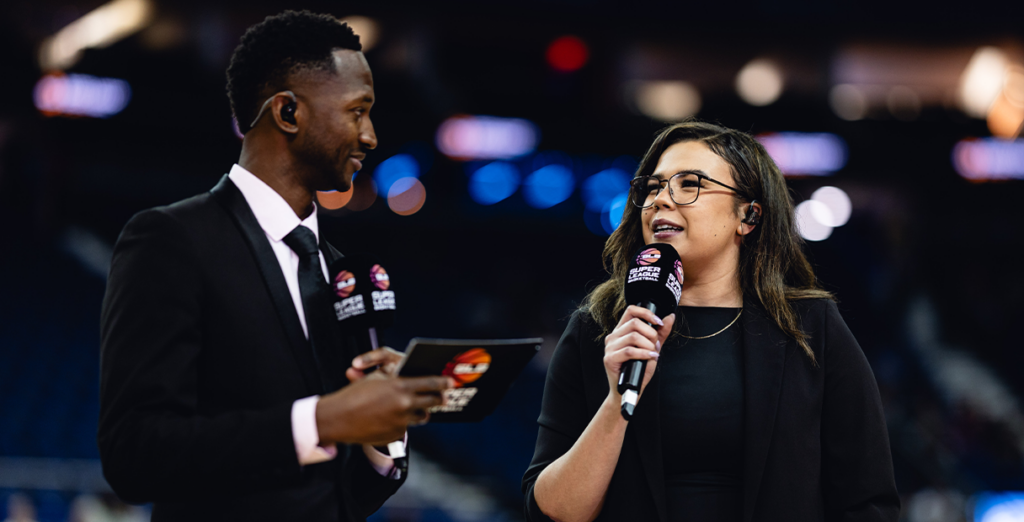Super League Basketball and DAZN 2026-27 broadcast partnership graphic